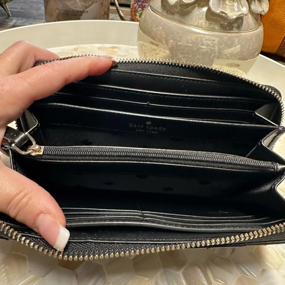 Gorgeous Kate Spade Quilted Black Leather Handbag And Matching Wallet!